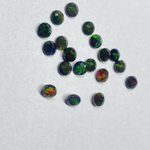 4mm Black Ethiopian Opal Faceted Round Loose Gemstones