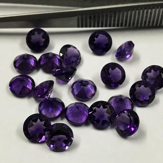 10mm African Amethyst Faceted Round Loose Gemstones