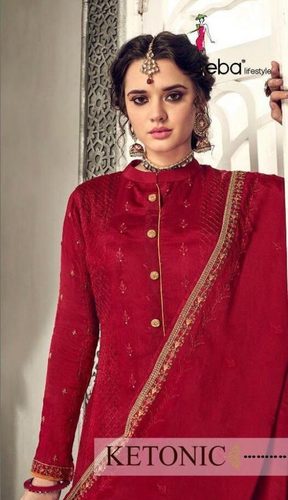 Eba Lifestyle Ketonic Chinon With Embroidery Work Designer Suit Catalog