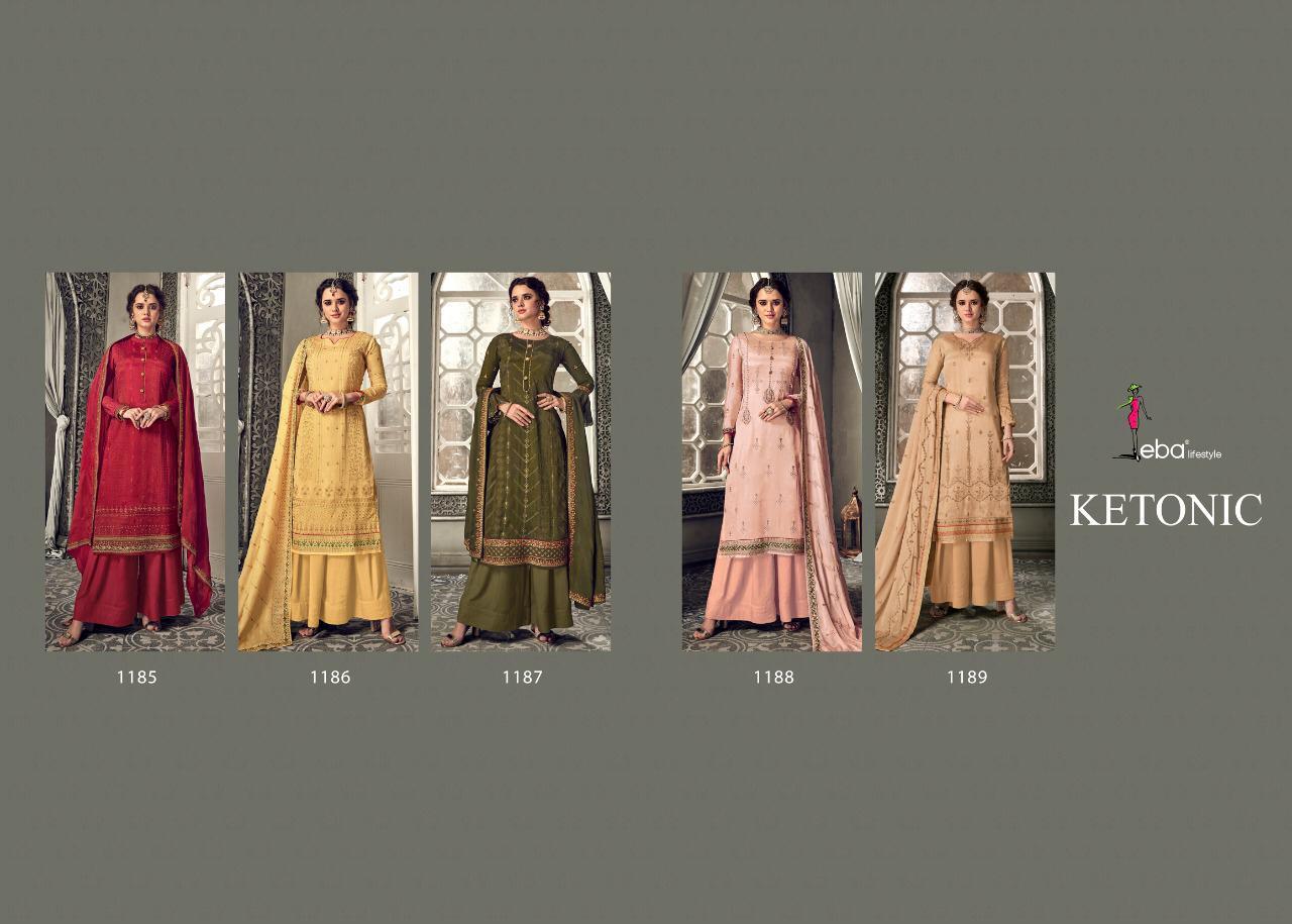 Eba Lifestyle Ketonic Chinon With Embroidery Work Designer Suit Catalog