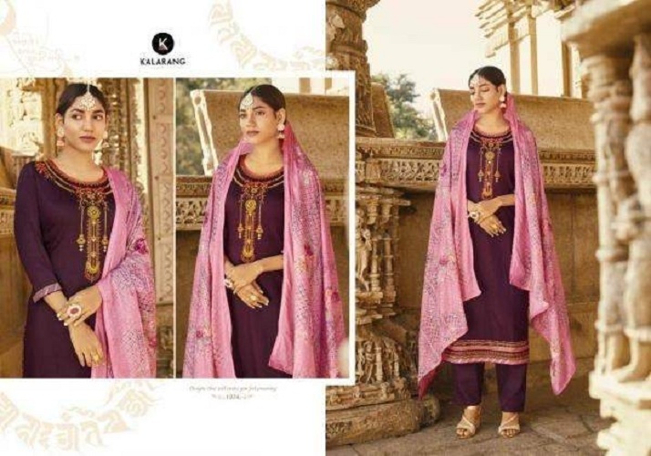 Kalarang Kanika Jam Silk Embroidery Work Dress Material Catalog