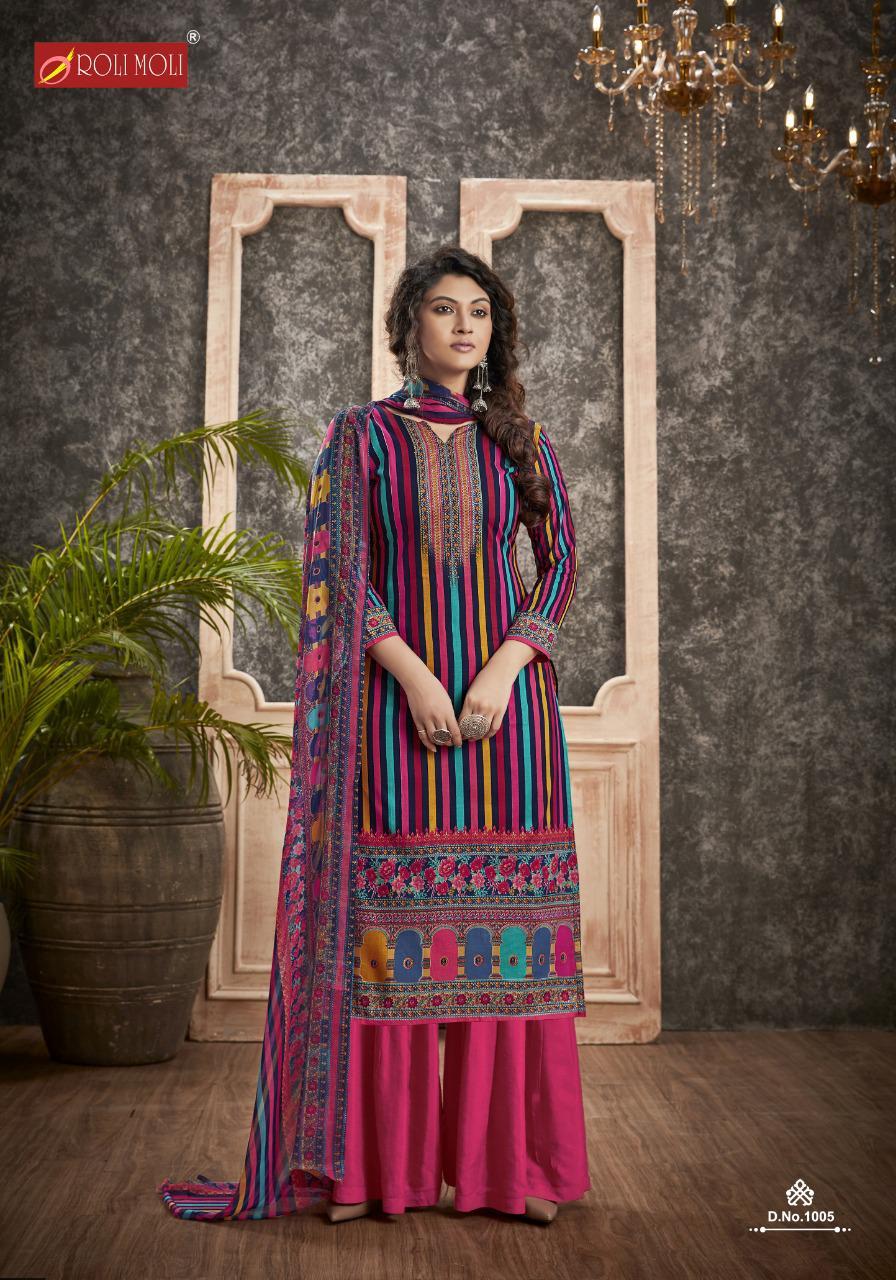 Roli moli Silky Pure Camric Print With Siroswki Diamond Work Dress Material Catalog