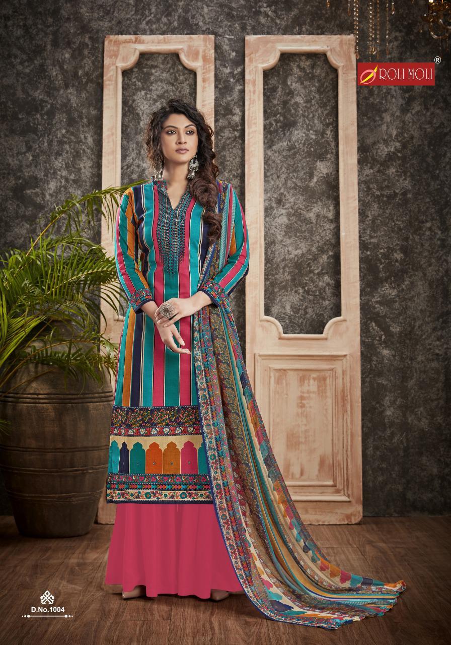 Roli moli Silky Pure Camric Print With Siroswki Diamond Work Dress Material Catalog