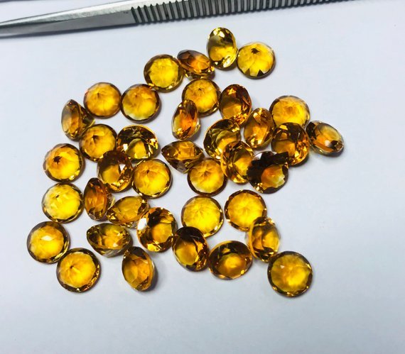 7mm Citrine Faceted Round Loose Gemstones