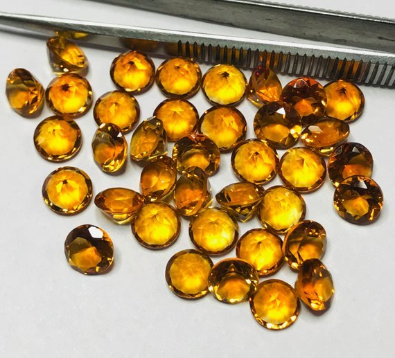 8mm Citrine Faceted Round Loose Gemstones