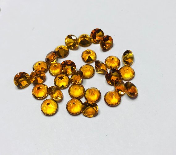 8mm Citrine Faceted Round Loose Gemstones