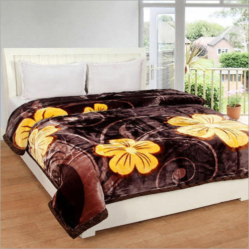 Double Bed Floral Print Mink Blanket