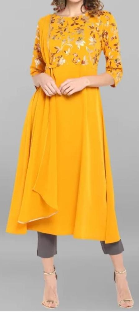 Mustard Yellow Trendy Kurti