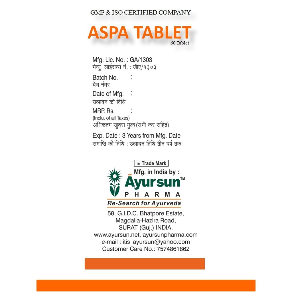 Ayurvedic Herbal Ayursun Tablet For Colic Pain - Aspa Tablet