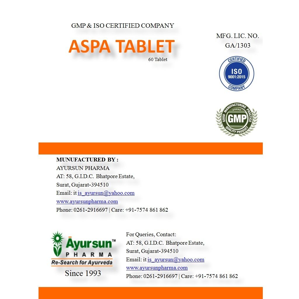 Ayurvedic Herbal Ayursun Tablet For Colic Pain - Aspa Tablet
