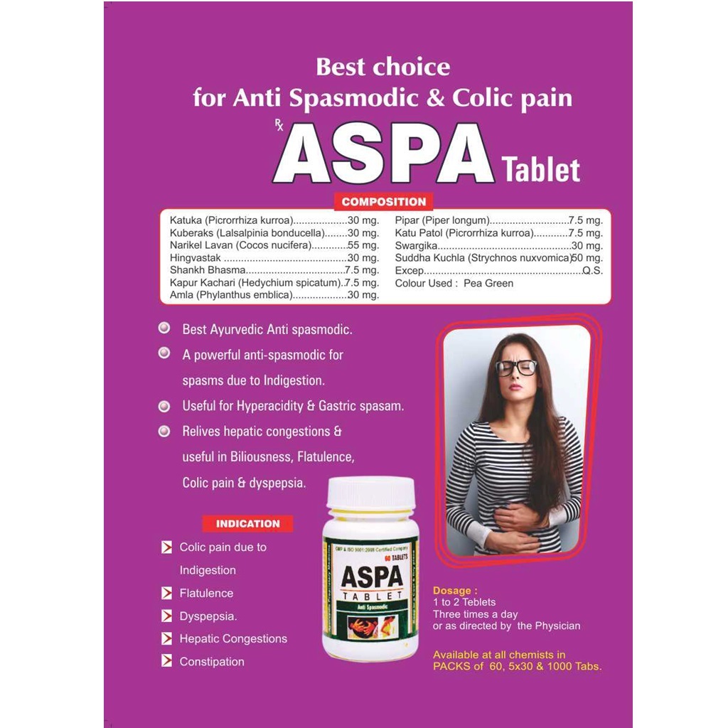 Herbal Ayurvedic Tablet For Colic Pain -Aspa Tablet