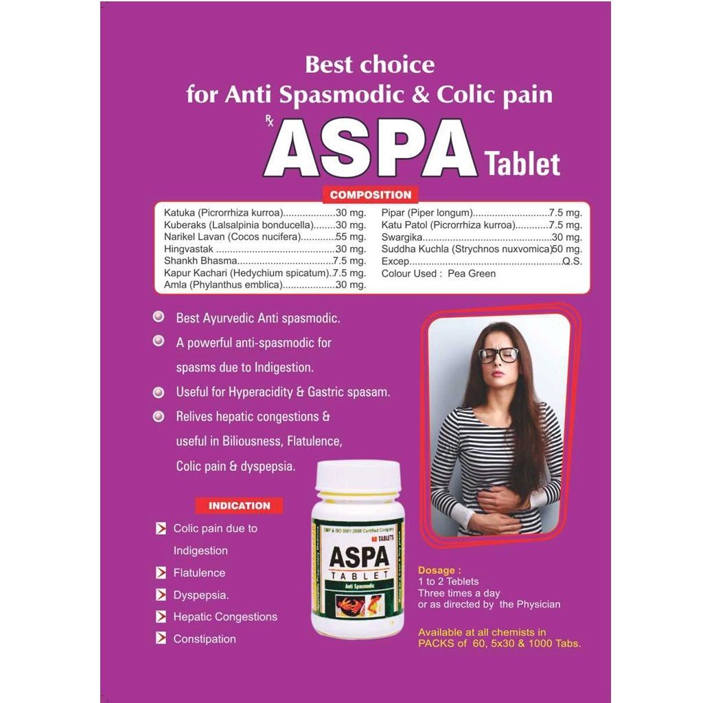 Ayurvedic Herbal Medicine For Colic Pain - Aspa Tablet