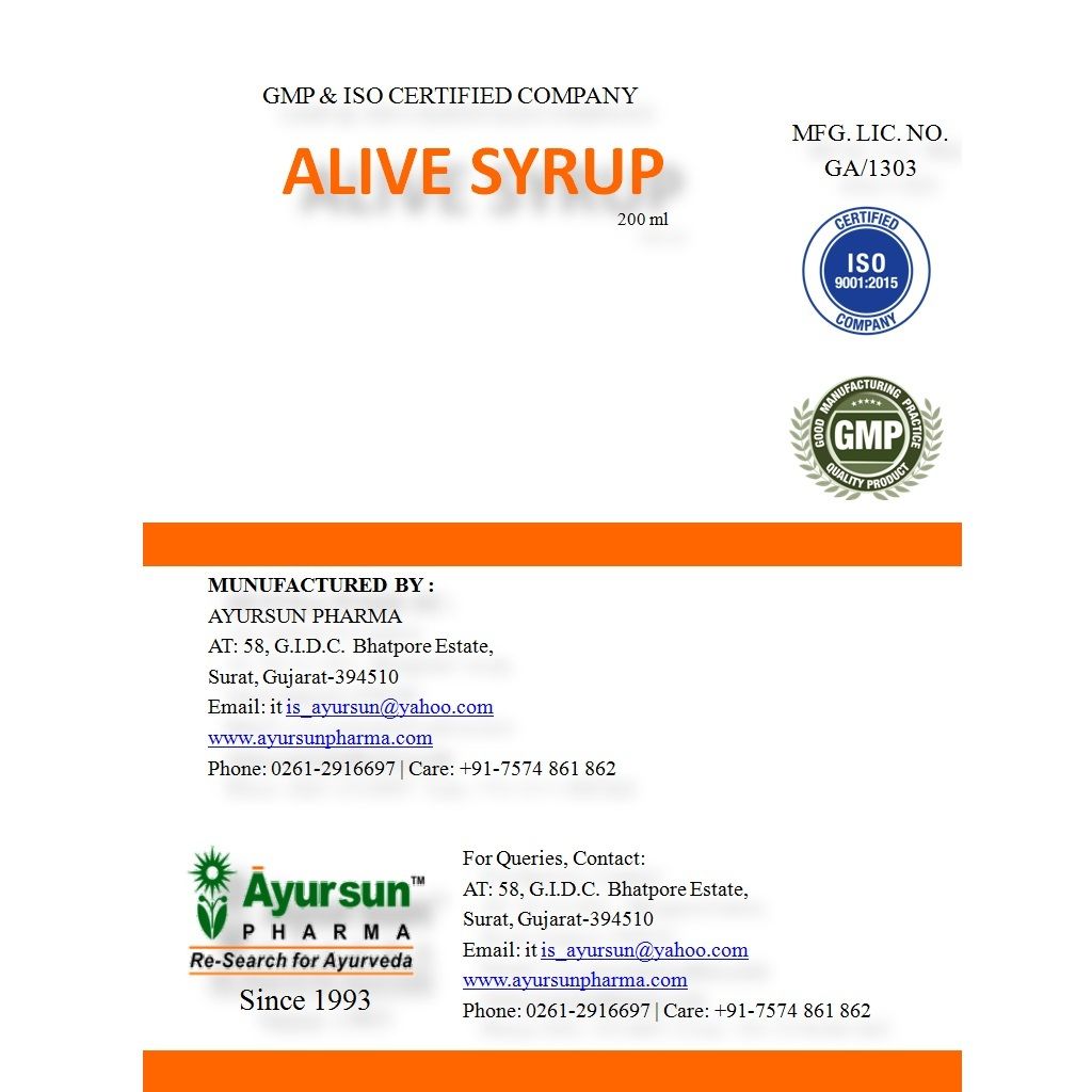 Ayurvedic Syrup For Liver Tonic -Alive Syrup
