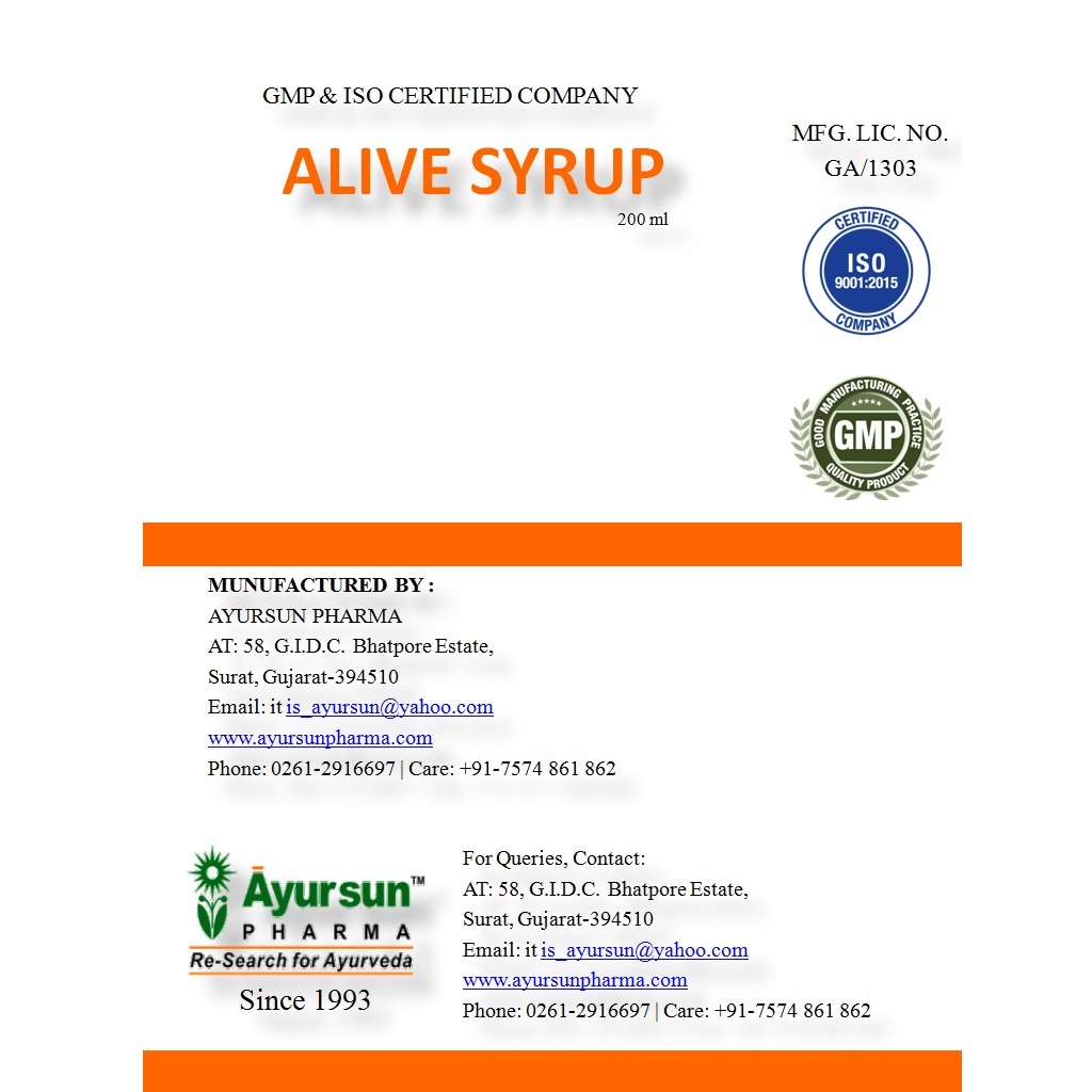 Ayurvedic Syrup For Impaired Liver Function -alive Syrup