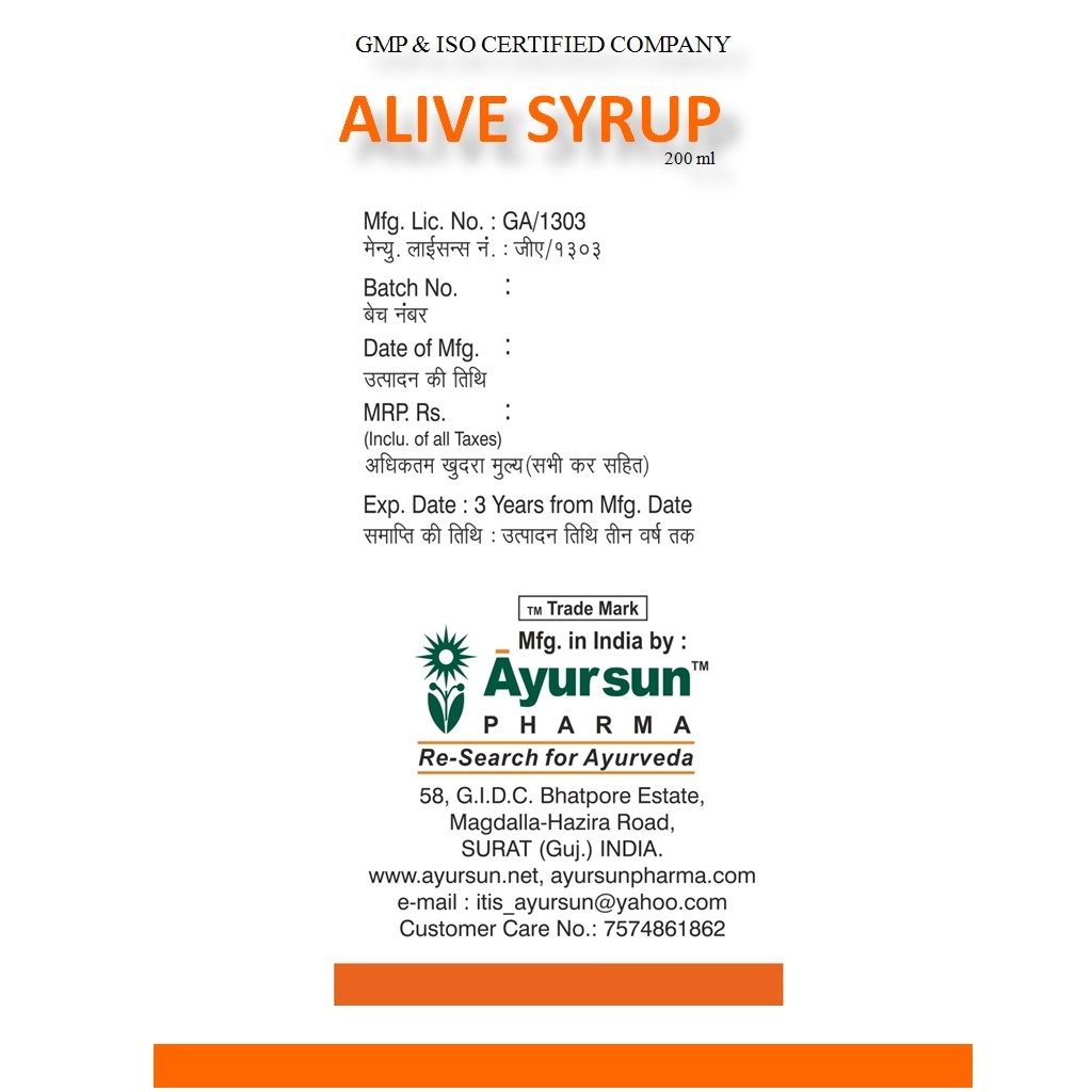 Alive Syrup (A Superior Hepatic-stimulant)