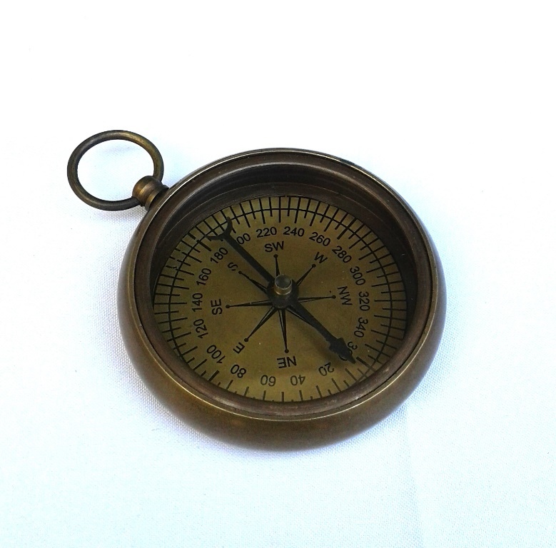 Antique Brass Flat Compass Nautical Compass