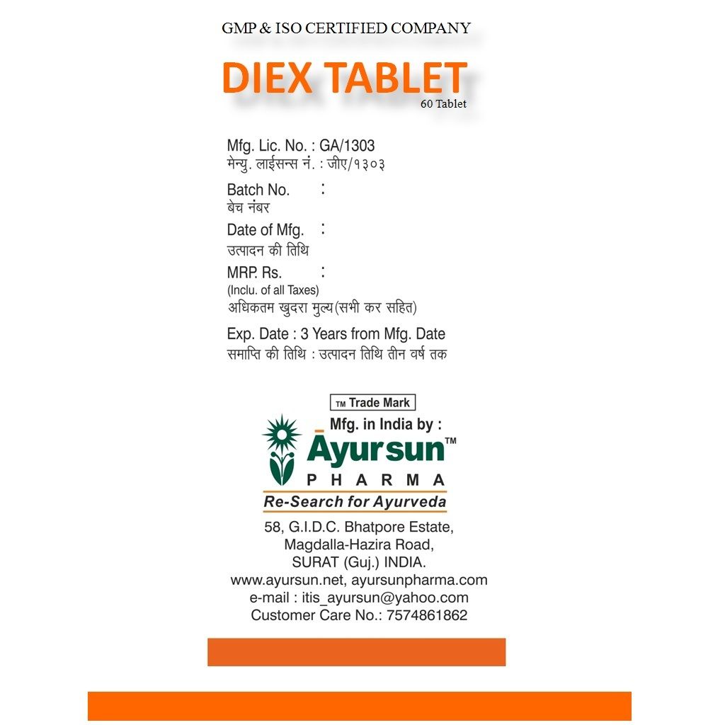 Ayurvedic Ayursun Diex Tablet For Ibs And Ibd