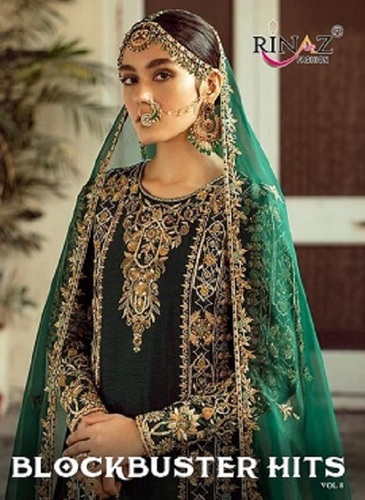 Rinaz Block Buster hits Vol 8 Fox Georgette With Work Pakistani Suit Catalog