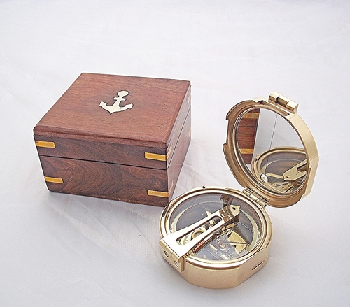 As Shown In Picture Brunton Compass 3 Inch With Wooden Box