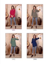 Sparsh Designer Ladies Short Top Kurtis - 14kg Rayon, Length 27-28 Inch, Size M-38 To Xxl-44, 3-4th Sleeve, Embroidered, Quick Dry, Washable