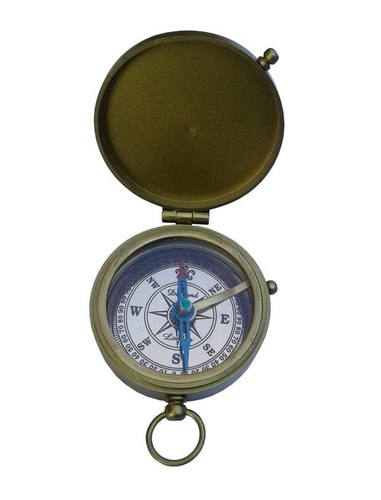 Brass Antique Pocket Compass with Copper Dial  with Lid