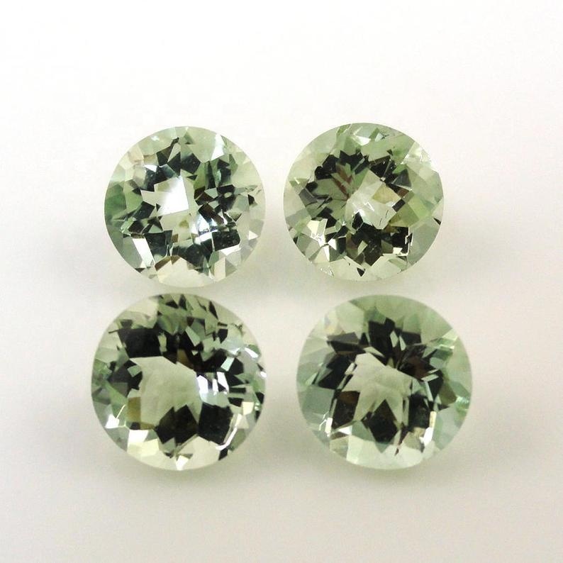 12mm Green Amethyst Faceted Round Loose Gemstones