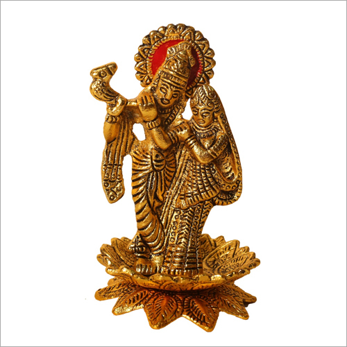 Decorative Radhe Krishna - Metal Golden Finish | Durable Polished Indian Regional Style
