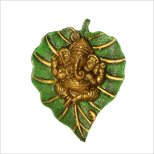 Decorative Leaf Ganesha - Metal, Multicolor Finish | Durable Design with Polished Detailing in Traditional Indian Style