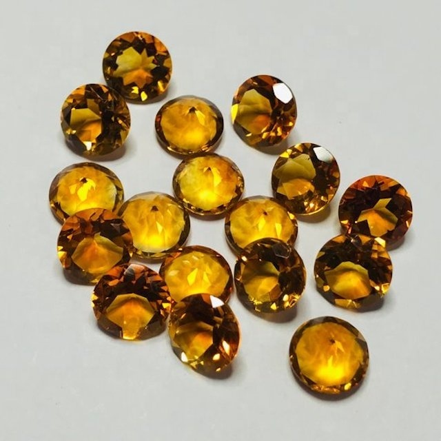 12mm Citrine Faceted Round Loose Gemstones