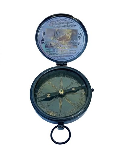 As Shown In Picture Black Antique Ship Compass Collectible Nautical 1912 Sinking Of The Titanic Engraved Compass