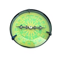 Nautical Antique Brass Flat Compass with Green Dial
