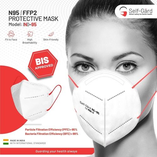 White And Red Self-Gard N-95 Mask