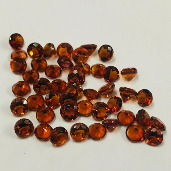 4mm Madeira Citrine Faceted Round Loose Gemstones