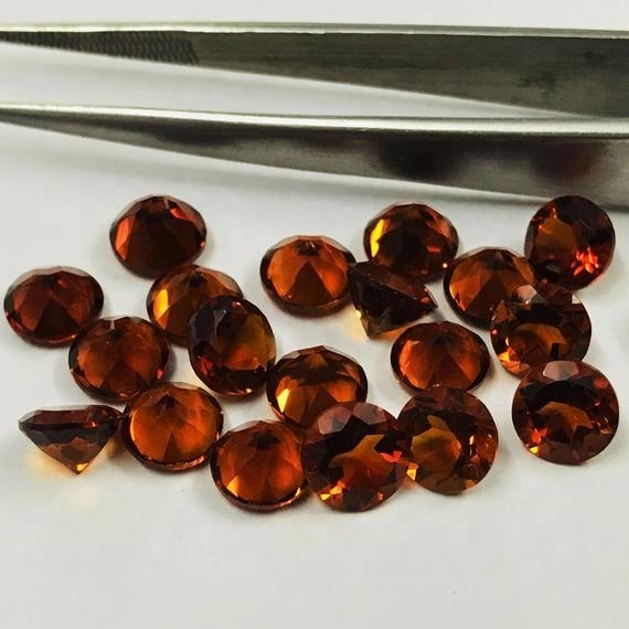 7mm Brandy Citrine Faceted Round Loose Gemstones
