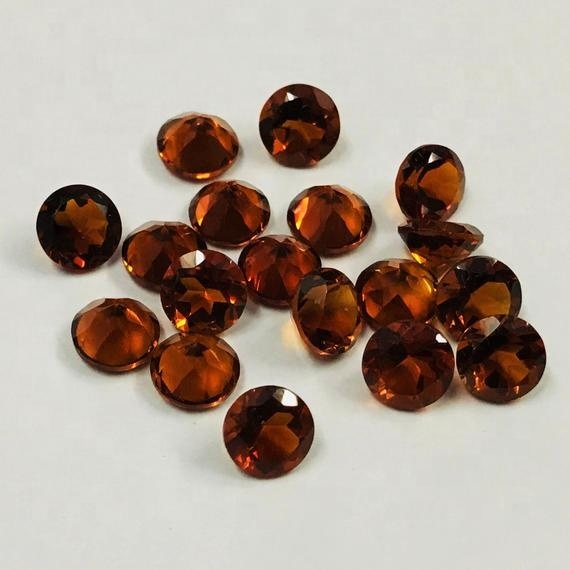 7mm Brandy Citrine Faceted Round Loose Gemstones