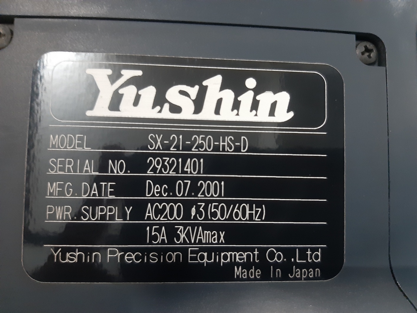 YUSHIN HIGH SPEED SIDE ENTRY ROBOTS SX-21-250-HS-D