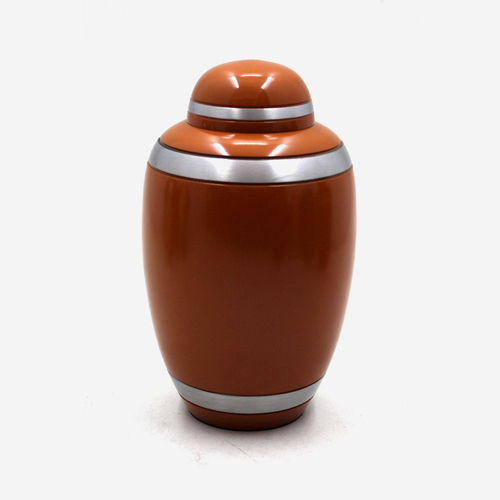 Polishing Orange Metal Cremation Urn