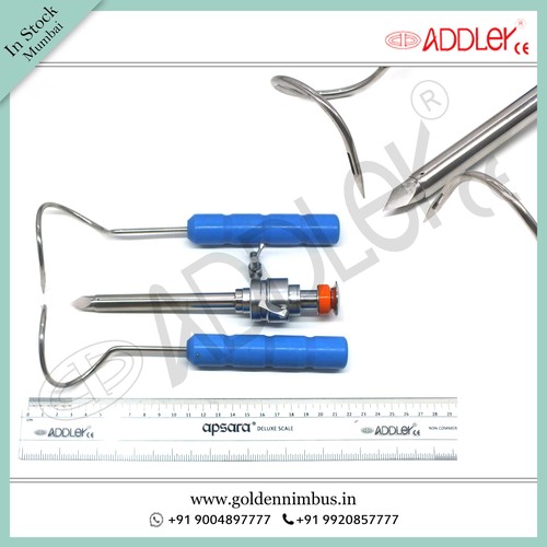 Brand New Addler Laparoscopic Mochi Needle Left And Right Hand With 10mm Trocar