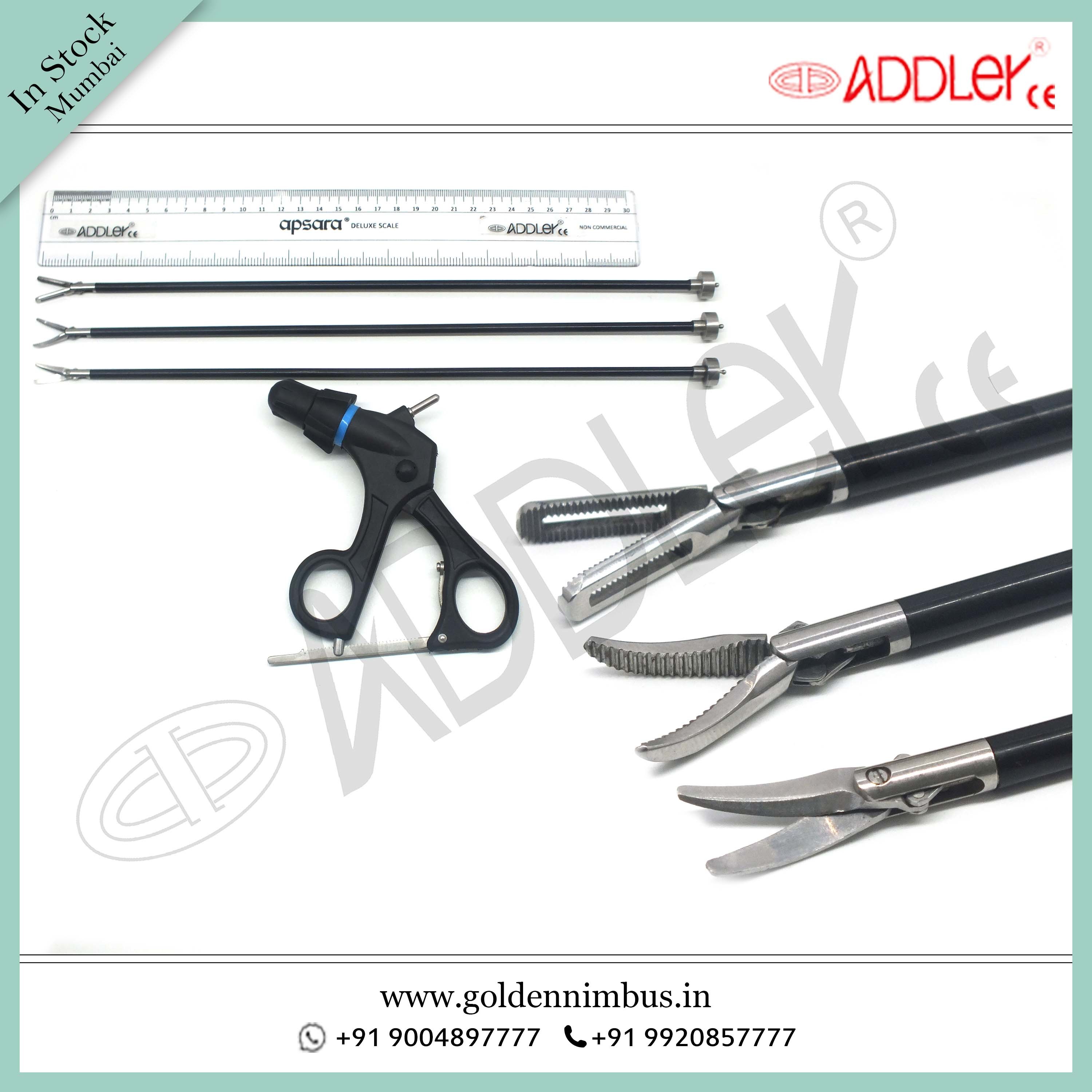 Brand New Addler Laparoscopic Grasper Set Of 3 With Handle