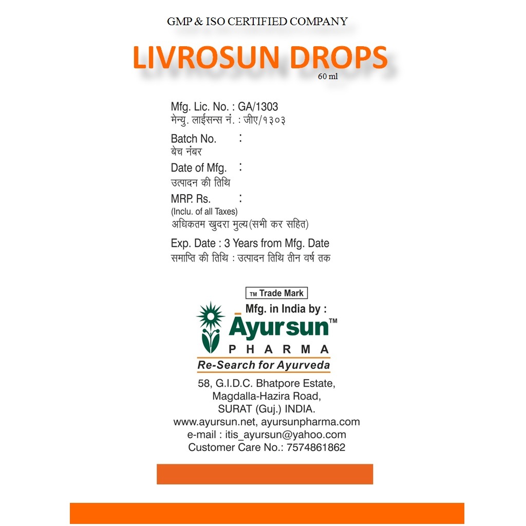Ayrvedic Herbal Medicine Livrosun Drops