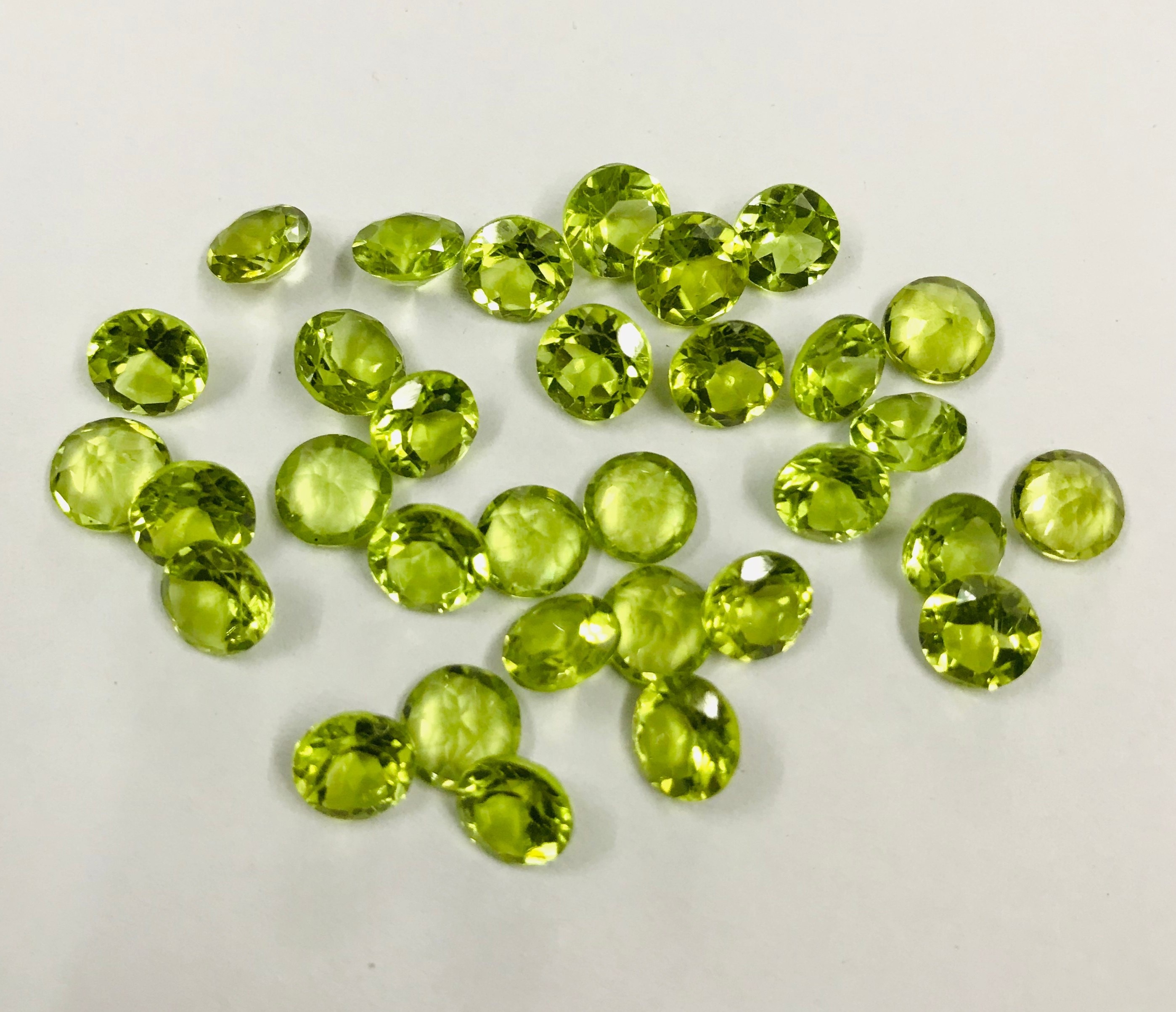 7mm Peridot Faceted Round Loose Gemstones