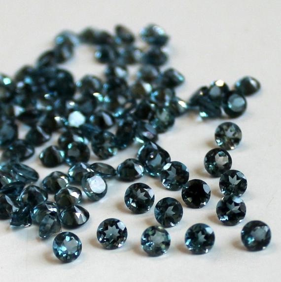 2mm London Blue Topaz Faceted Round Loose Gemstones