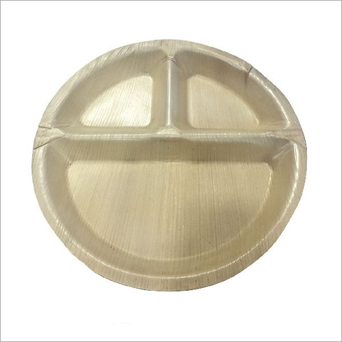 Brown 10 Inch 3 Cp Areca Leaf Plates