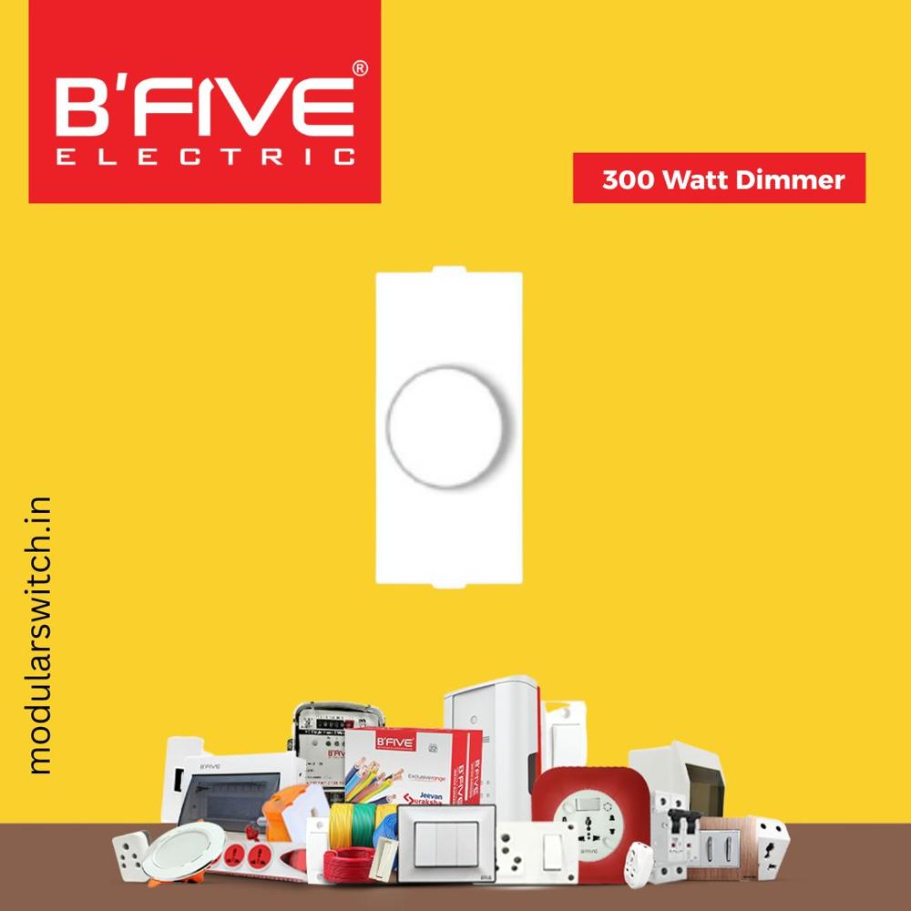 Dimmer - ABS Plastic, 300 Watt Switch Dimmer 1 Module, White Color, 50 Hz Frequency, -5Â°C to 40Â°C Operating Temperature, 220 Volt Rated Voltage
