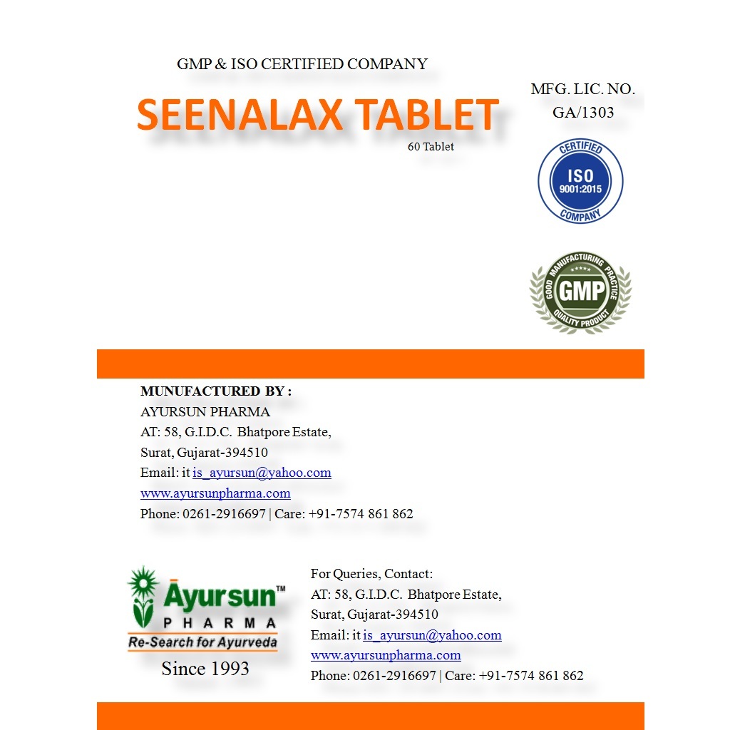 Ayurvedic Ayursun Medicine For Habitual Constipation-seenalax Tablet