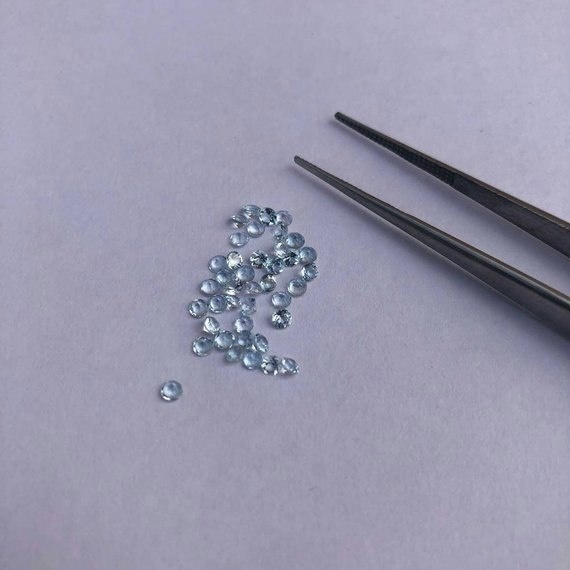 2mm Sky Blue Topaz Faceted Round Loose Gemstones