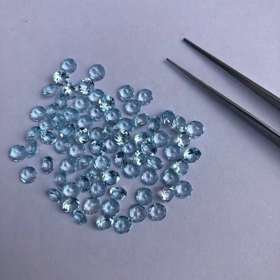 4mm Sky Blue Topaz Faceted Round Loose Gemstones