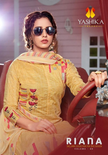 Yashika Riana Vol-4 The Lawn Collection For This Season Straight Suits Catalog