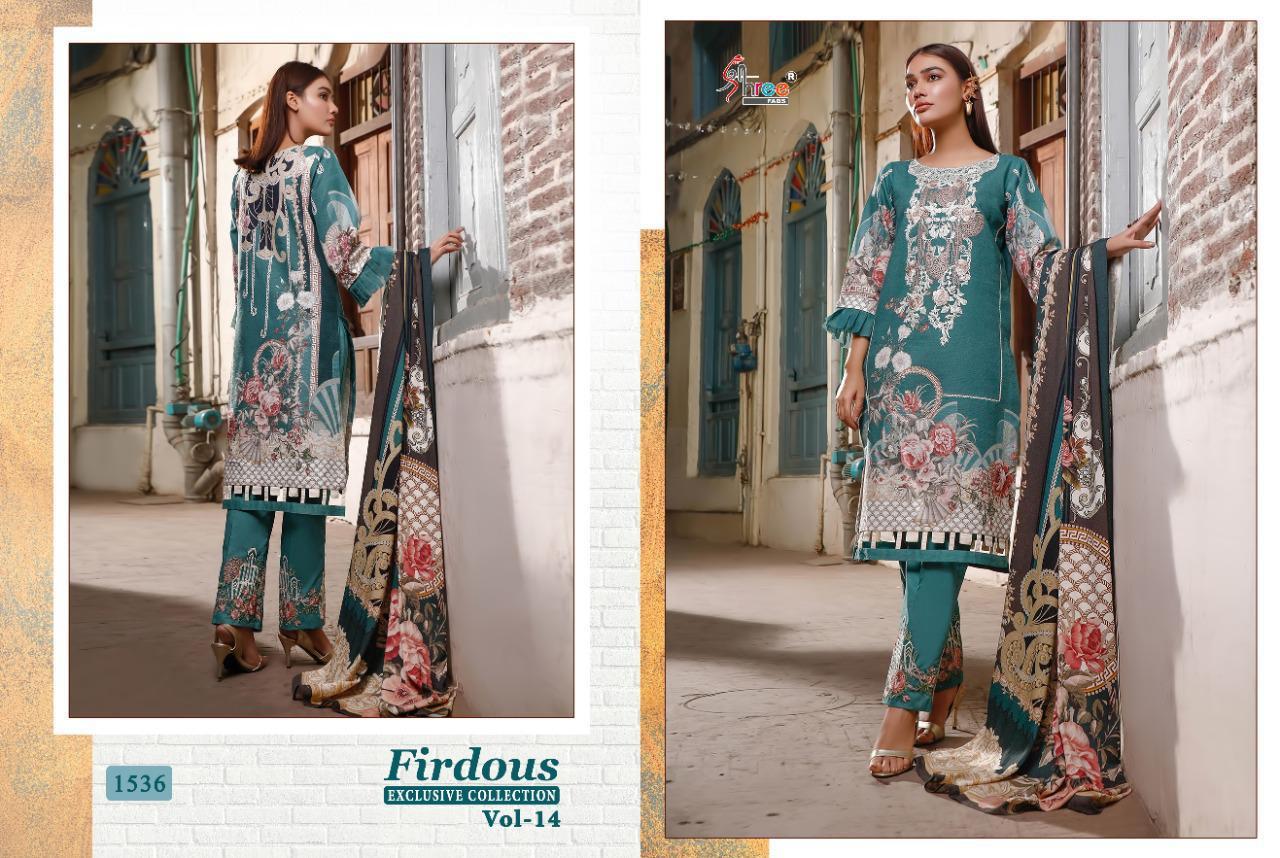 Shree Fabs Firdous Exclusive collection Vol 14 Lawn Cotton Pakistani Suit Catalog