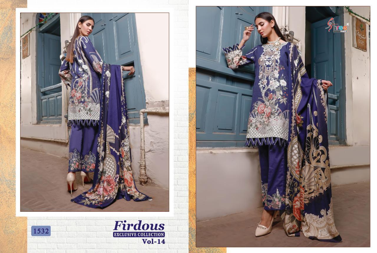 Shree Fabs Firdous Exclusive collection Vol 14 Lawn Cotton Pakistani Suit Catalog
